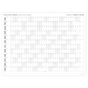 PRINTABLE 2027 Horizontal Wall Calendar | Digital PDF Instant Download | Minimalist Layout with Gray Weekends | Print Up to 48" x 36"
