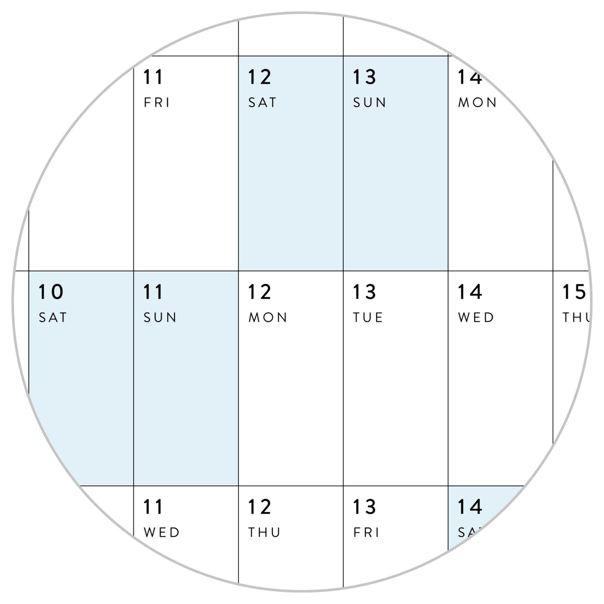 PRINTABLE 2027 Horizontal Wall Calendar | Digital PDF Instant Download | Minimalist Layout with Blue Weekends | Print Up to 48" x 36"