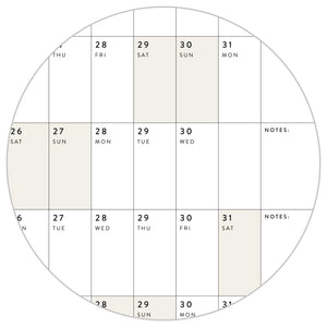 PRINTABLE 2027 Horizontal Wall Calendar | Digital PDF Instant Download | Minimalist Layout with Beige Weekends | Print Up to 48" x 36"