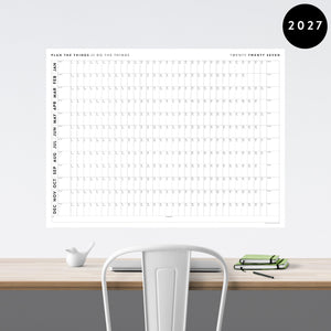 PRINTABLE 2027 Horizontal Wall Calendar | Digital PDF Instant Download | Clear Minimalist Layout | Print Up to 48" x 36"