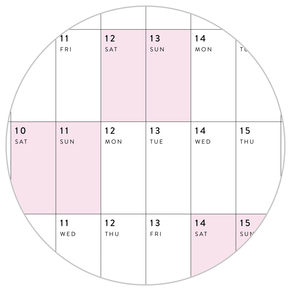 PRINTABLE 2027 Horizontal Wall Calendar | Digital PDF Instant Download | Minimalist Layout with Pink Weekends | Print Up to 48" x 36"