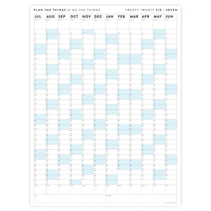 2026 - 2027 JULY Start Academic Wall Calendar | Mid-Year Monthly Planner | Annual Academic Vertical Family Student Teacher (Blue Weekends)