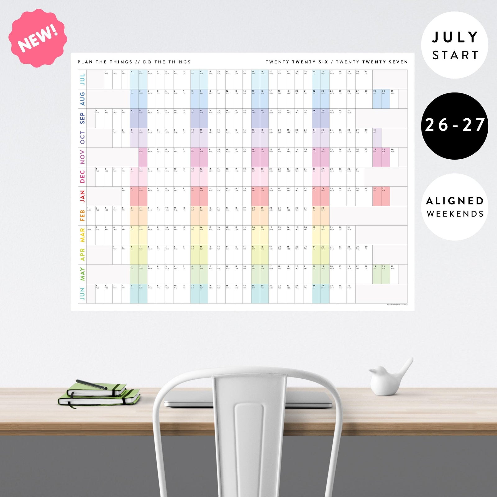 NEW! Giant 2026-2027 JULY START Wall Calendar with Aligned Weekends | Mid-Year Student Teacher College Family Academic Planner