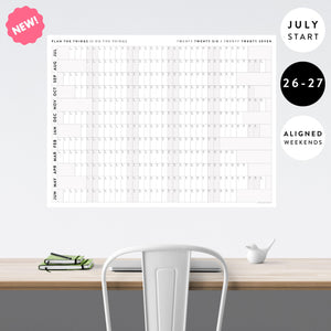 NEW! Giant 2026-2027 JULY START Wall Calendar with Aligned Gray Weekends | Mid-Year Student Teacher College Family Academic Planner