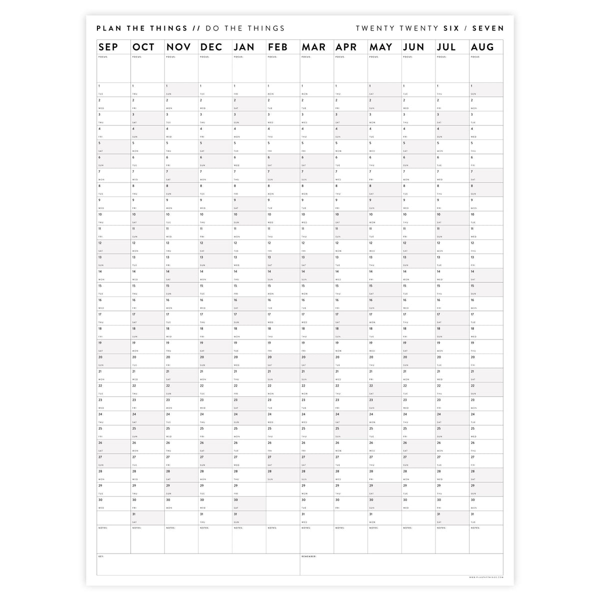 2026 - 2027 SEPTEMBER START Vertical Academic Year Giant Wall Calendar | School Student Classroom Mid-Year Planner - Gray