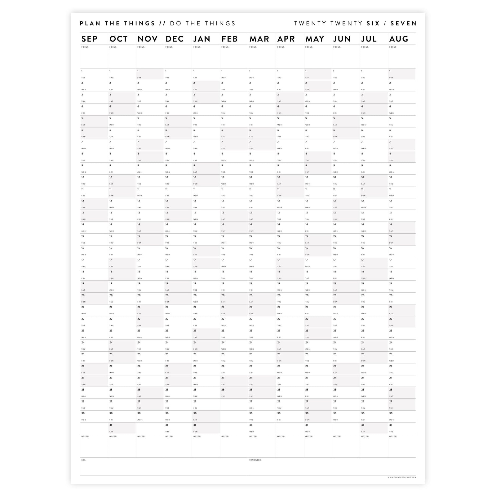 2026 - 2027 SEPTEMBER START Vertical Academic Year Giant Wall Calendar | School Student Classroom Mid-Year Planner - Gray