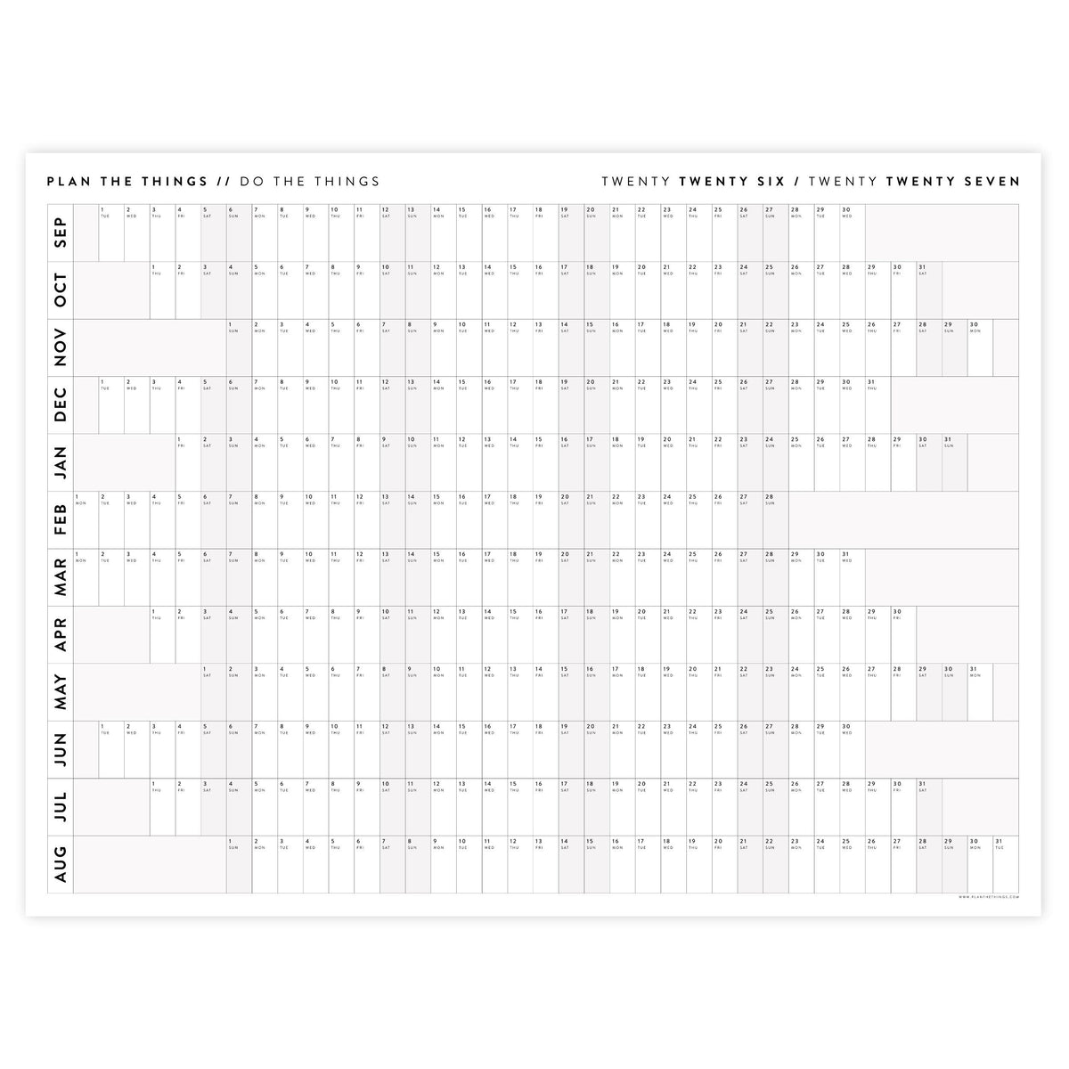 NEW! Giant 2026-2027 SEPTEMBER START Wall Calendar with Aligned Weekends | Student Teacher Classroom Mid-Year/ Academic Planner - Gray