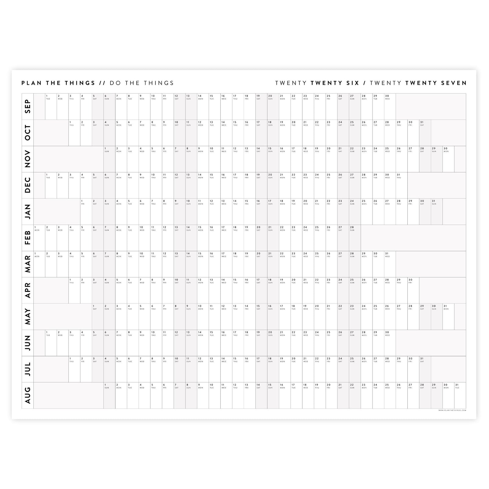 NEW! Giant 2026-2027 SEPTEMBER START Wall Calendar with Aligned Weekends | Student Teacher Classroom Mid-Year/ Academic Planner - Gray