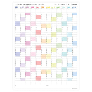 2026 - 2027 SEPTEMBER START Vertical Academic Year Giant Wall Calendar | School Student Classroom Mid-Year Planner - Rainbow