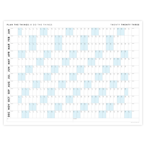 GIANT 2023 WALL CALENDAR | HORIZONTAL WITH BLUE WEEKENDS