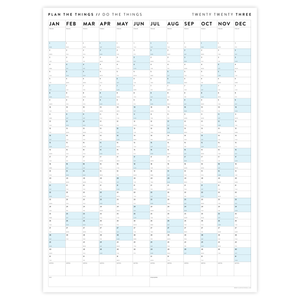 GIANT 2023 WALL CALENDAR | VERTICAL WITH BLUE WEEKENDS