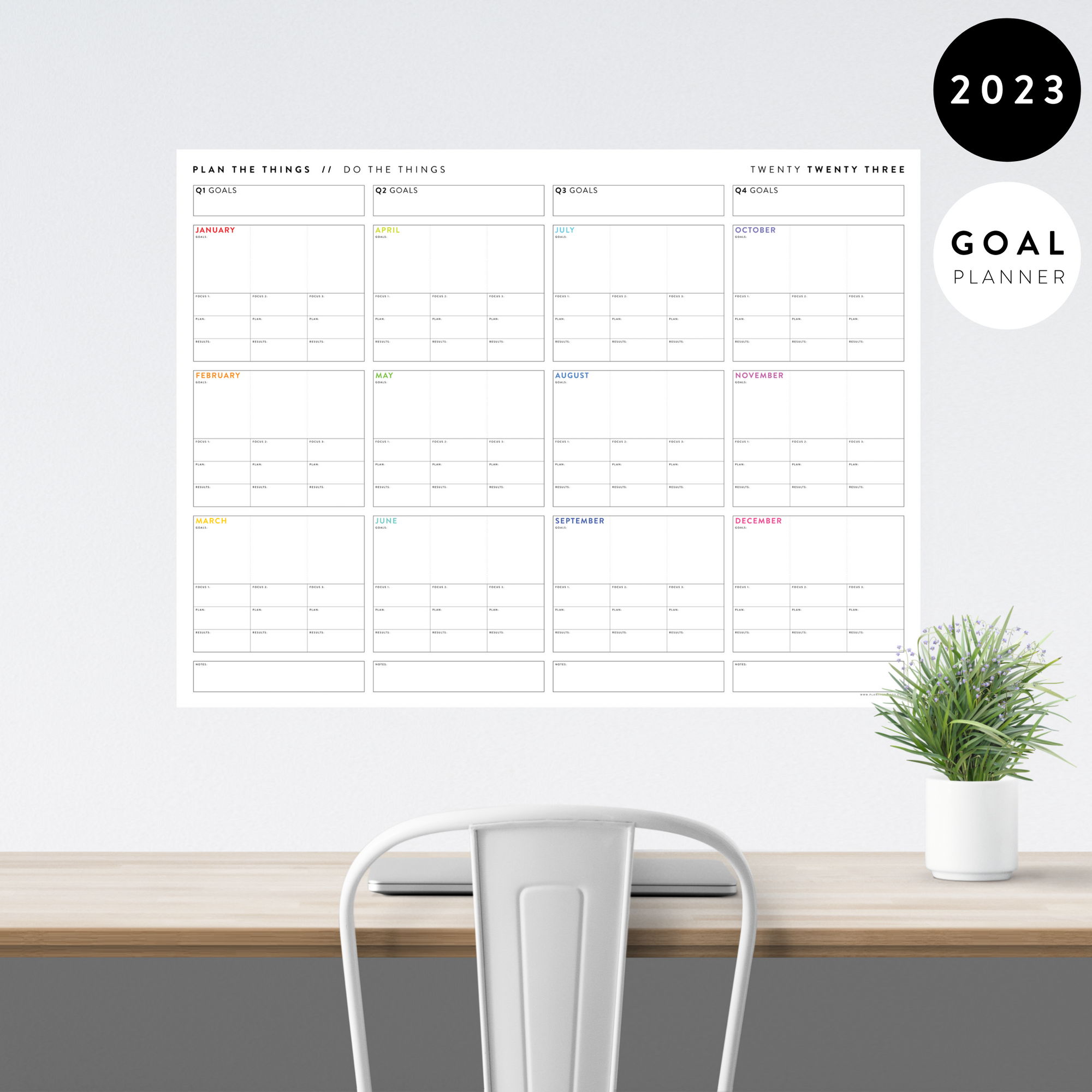 2023 FOCUS AND GOALS WALL PLANNER | RAINBOW