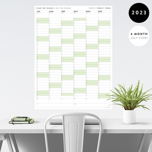 SIX MONTH 2023 GIANT WALL CALENDAR (JULY TO DECEMBER) WITH GREEN WEEKENDS