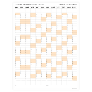 GIANT 2023 WALL CALENDAR | VERTICAL WITH ORANGE WEEKENDS