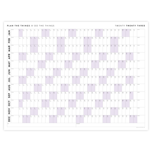 GIANT 2023 WALL CALENDAR | HORIZONTAL WITH PURPLE WEEKENDS