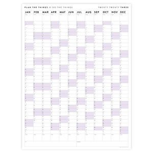 GIANT 2023 WALL CALENDAR | VERTICAL WITH PURPLE WEEKENDS