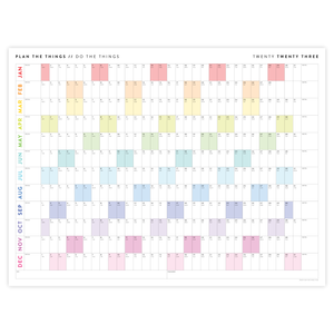 GIANT 2023 WALL CALENDAR | HORIZONTAL WITH RAINBOW WEEKENDS