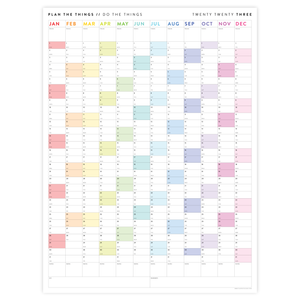 PRINTABLE VERTICAL 2023 WALL CALENDAR WITH RAINBOW WEEKENDS - INSTANT DOWNLOAD