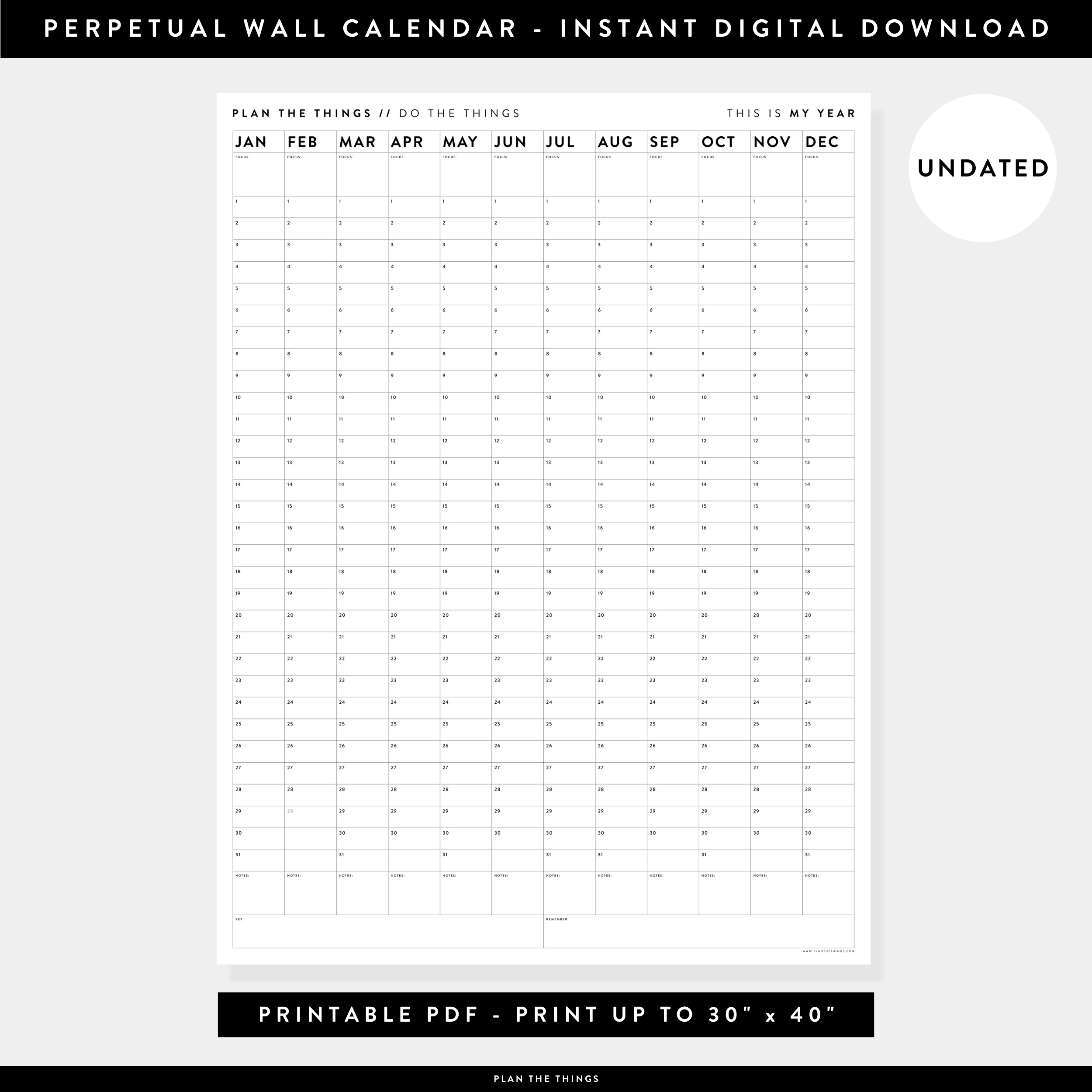 Printable Perpetual Calendar Template