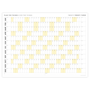 GIANT 2023 WALL CALENDAR | HORIZONTAL WITH YELLOW WEEKENDS