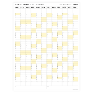GIANT 2023 WALL CALENDAR | VERTICAL WITH YELLOW WEEKENDS
