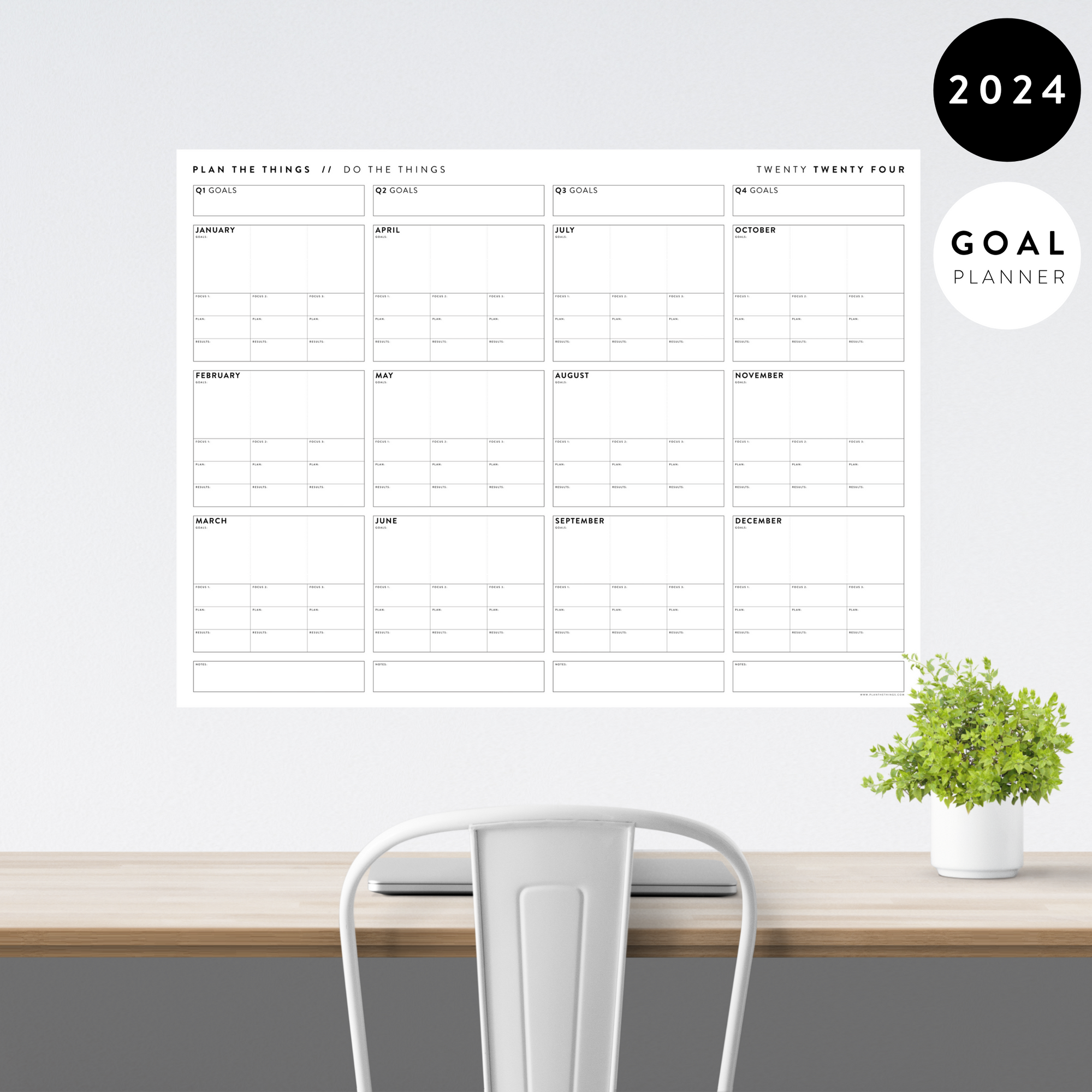 2024 FOCUS AND GOALS ANNUAL WALL PLANNER