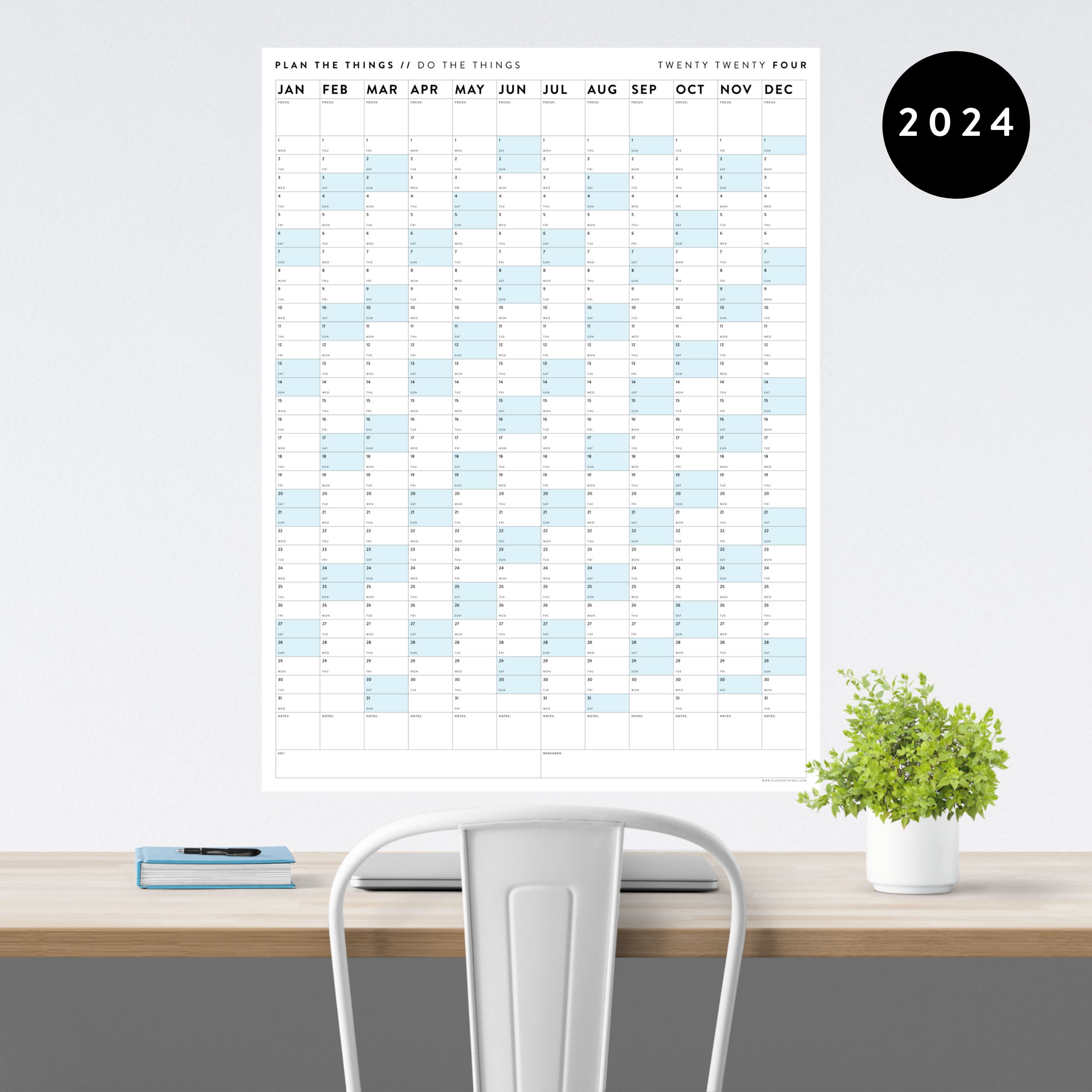 2024 Calendar, 2024 Large Wall Calendar, 2024 Printable Calendar, 2024  Planner, Large Printable Vertical Calendar, Office Planner 