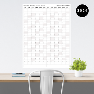 GIANT 2024 WALL CALENDAR | VERTICAL WITH GRAY / GREY WEEKENDS