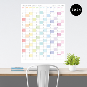 GIANT 2024 WALL CALENDAR | VERTICAL WITH RAINBOW WEEKENDS