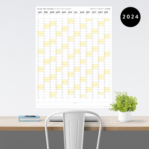 GIANT 2024 WALL CALENDAR | VERTICAL WITH YELLOW WEEKENDS
