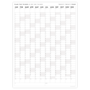 PRINTABLE VERTICAL 2024 WALL CALENDAR WITH GRAY WEEKENDS - INSTANT DOWNLOAD