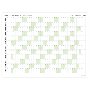 GIANT 2024 WALL CALENDAR | HORIZONTAL WITH GREEN WEEKENDS