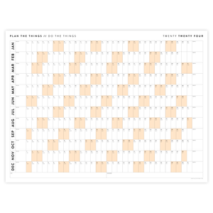 GIANT 2024 WALL CALENDAR | HORIZONTAL WITH ORANGE WEEKENDS