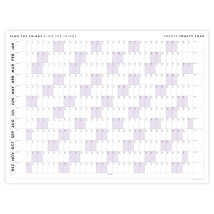 GIANT 2024 WALL CALENDAR | HORIZONTAL WITH PURPLE WEEKENDS