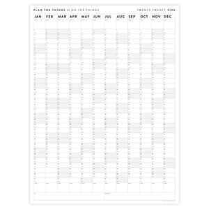 GIANT 2025 ANNUAL WALL CALENDAR | VERTICAL WITH GRAY / GREY WEEKENDS