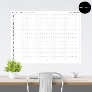 GIANT UNDATED PERPETUAL WALL CALENDAR / BIRTHDAY CALENDAR (HORIZONTAL / B + W)