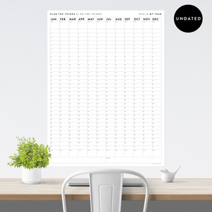 GIANT UNDATED PERPETUAL WALL CALENDAR / BIRTHDAY CALENDAR (VERTICAL / B + W)