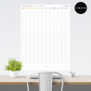 GIANT UNDATED PERPETUAL WALL CALENDAR / BIRTHDAY CALENDAR (VERTICAL / RAINBOW)