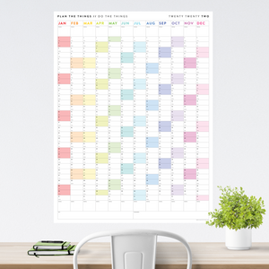 PRINTABLE VERTICAL 2022 WALL CALENDAR WITH RAINBOW WEEKENDS - INSTANT DOWNLOAD