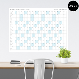 GIANT 2023 WALL CALENDAR | HORIZONTAL WITH BLUE WEEKENDS