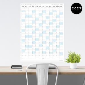 PRINTABLE VERTICAL 2023 WALL CALENDAR WITH BLUE WEEKENDS - INSTANT DOWNLOAD