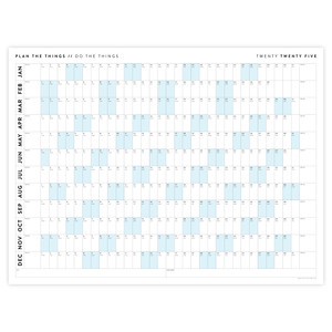 GIANT 2025 ANNUAL WALL CALENDAR | HORIZONTAL WITH BLUE WEEKENDS