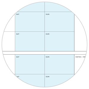 PRINTABLE UNDATED QUARTERLY WALL CALENDAR - MONDAY START - BLUE WEEKENDS - INSTANT DOWNLOAD