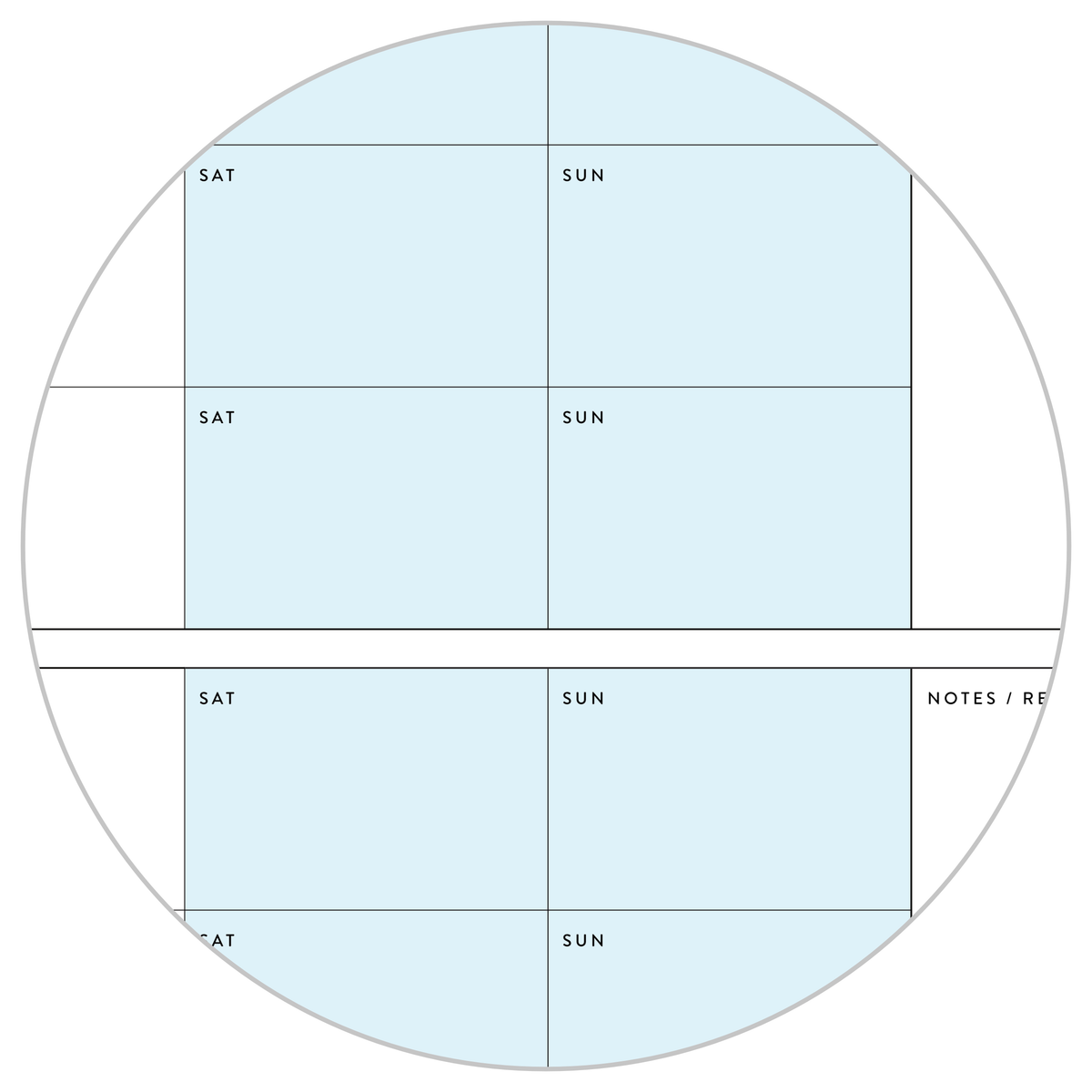UNDATED QUARTERLY GIANT WALL CALENDAR - MONDAY START - BLUE WEEKENDS