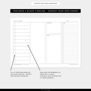 Daily Dashboard with Vertical Timeline - Undated Printable Planner Inserts (A4 + US Letter)