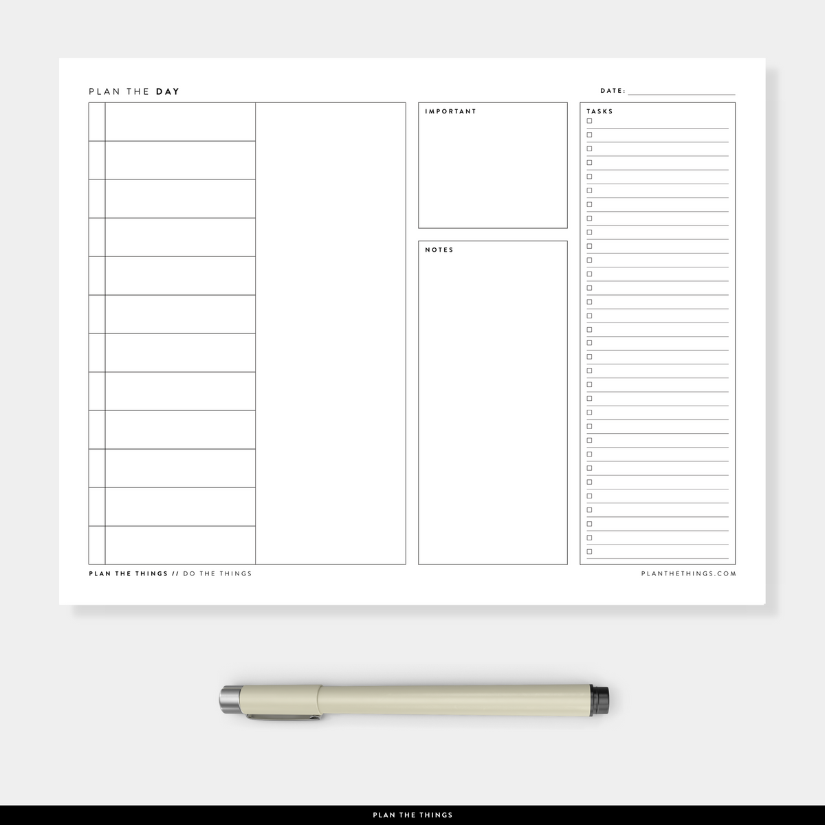 Daily Dashboard with Vertical Timeline - Undated Printable Planner Inserts (A4 + US Letter)