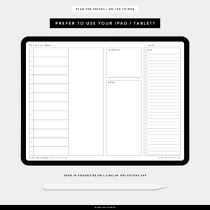 Daily Dashboard with Vertical Timeline - Undated Printable Planner Inserts (A4 + US Letter)