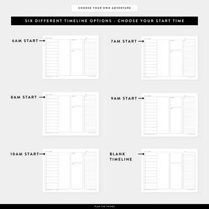 Daily Dashboard with Vertical Timeline - Undated Printable Planner Inserts (A4 + US Letter)