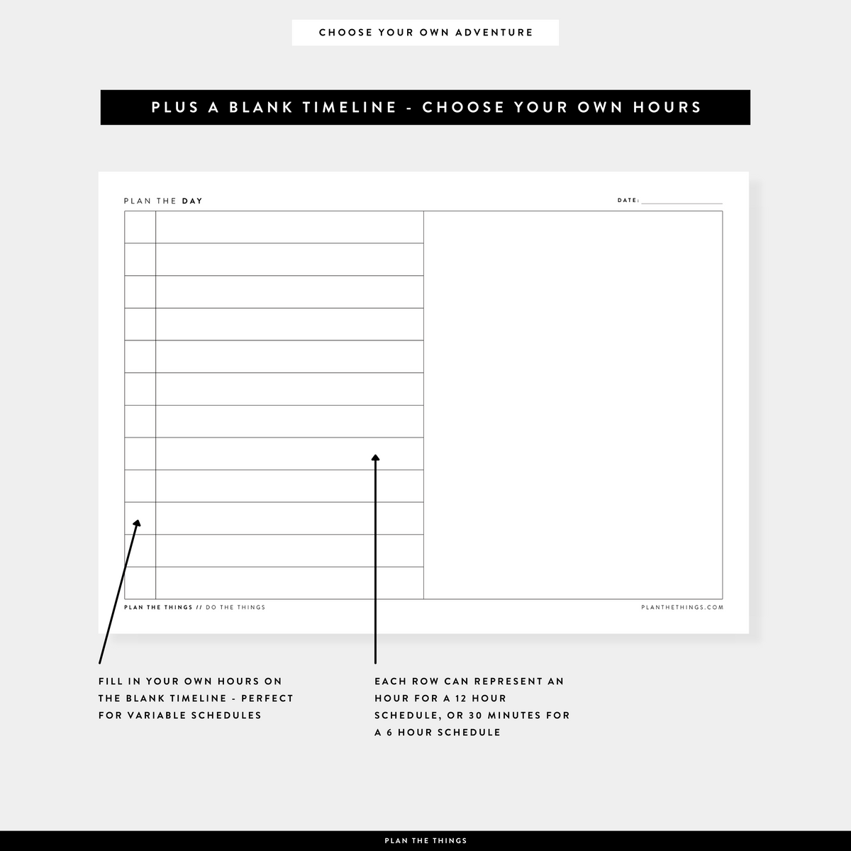 Daily Simple Schedule with Vertical Timeline - Undated Printable Planner Inserts (A4 + US Letter)
