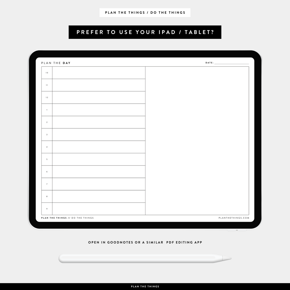 Daily Simple Schedule with Vertical Timeline - Undated Printable Planner Inserts (A4 + US Letter)